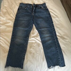 LOFT Women's High Waist Straight Crop Leg Jeans - Dark Blue